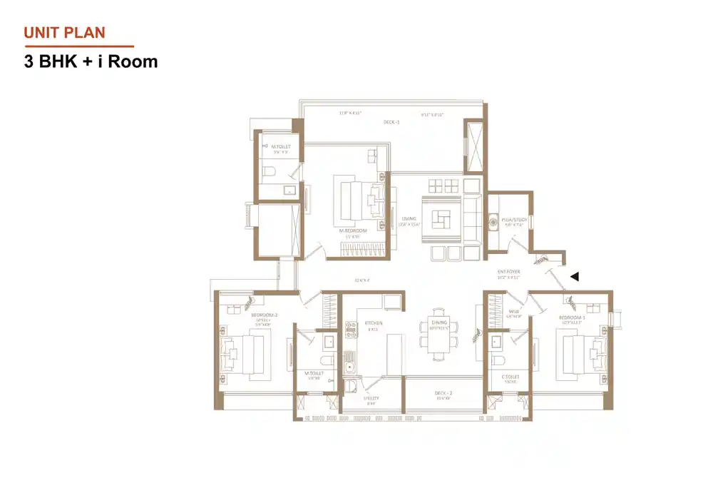 3 BHK + I Room
